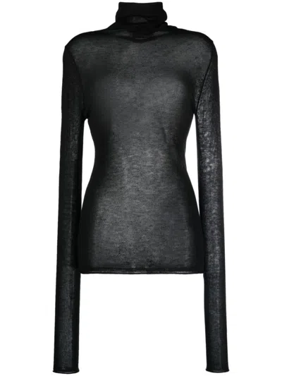 Shop Wild Cashmere Silk And Cashmere Blend Turtleneck Sweater In Black