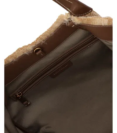 Shop Emporio Armani Beige Straw Handbag