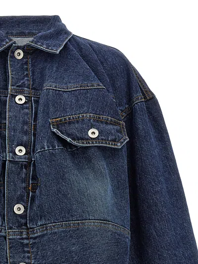 Shop Sacai Cut-out Denim Jacket Casual Jackets, Parka Blue