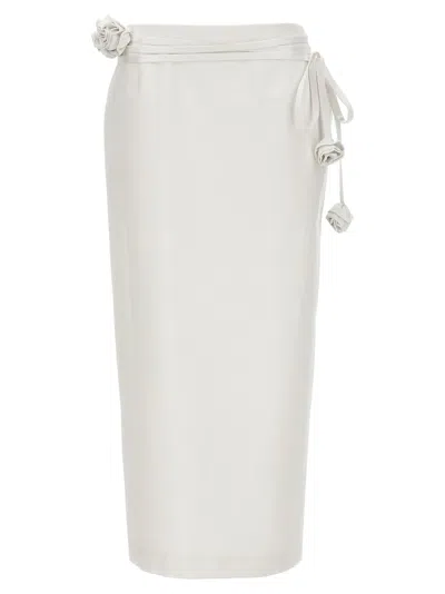 Shop Magda Butrym Floral Details Longuette Skirt Skirts White