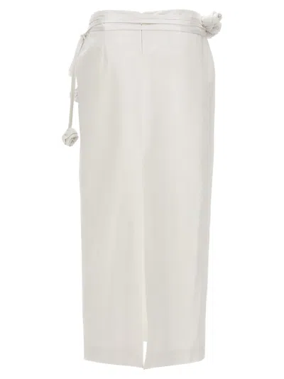 Shop Magda Butrym Floral Details Longuette Skirt Skirts White