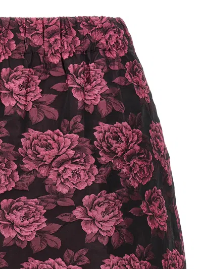 Shop Ganni Floral Jacquard Skirt Skirts Fuchsia