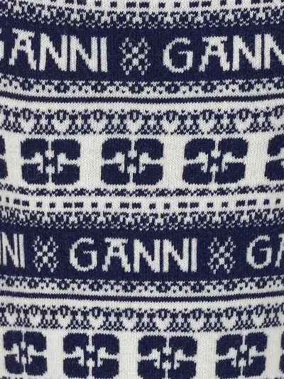 Shop Ganni Logo Vest Gilet Blue