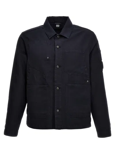 Shop C.p. Company Overlapping Pocket Overshirt Shirt, Blouse Blue