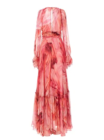Shop Roberto Cavalli Plumage Dresses Fuchsia