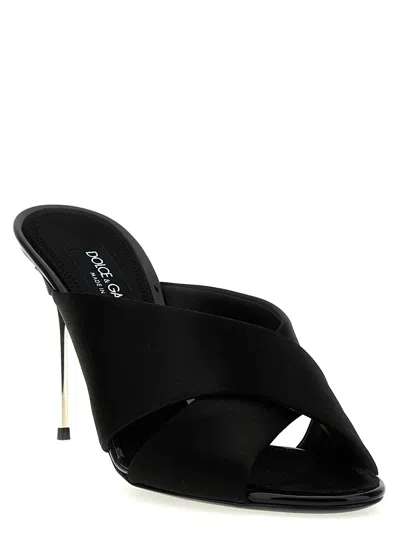 Shop Dolce & Gabbana Satin Sandals Black