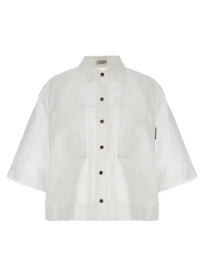 Shop Brunello Cucinelli Semi-transparent Shirt Shirt, Blouse White