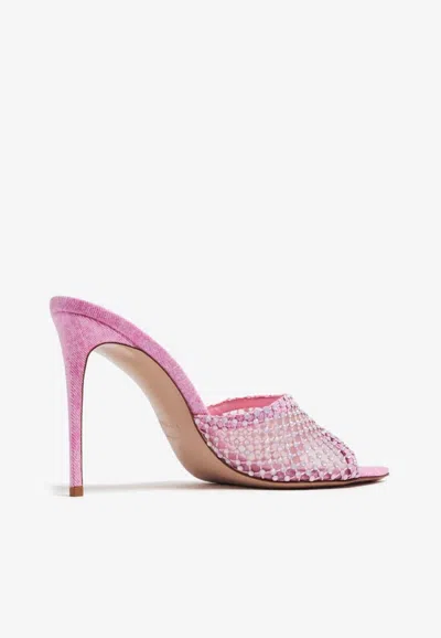 Le Silla Gilda 110mm Crystal-embellished Mules In Pink
