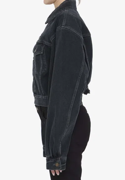 Shop Saint Laurent 80's Short Denim Jacket In Black
