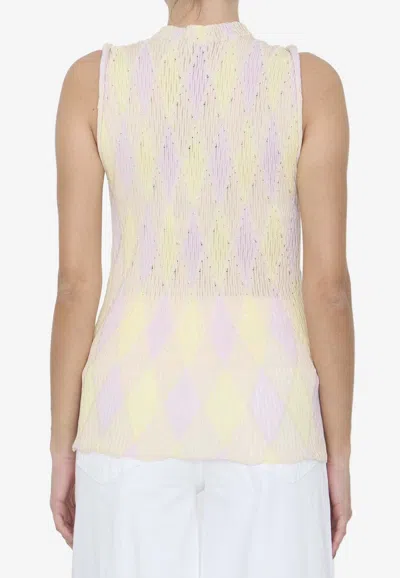 Shop Burberry Argyle Patterned Knit Top In Multicolor