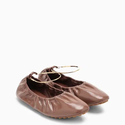 Shop Fendi Filo Jasper-coloured Leather Ballerina Women In Red