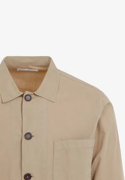 Shop Universal Works Bakers Overshirt In Beige