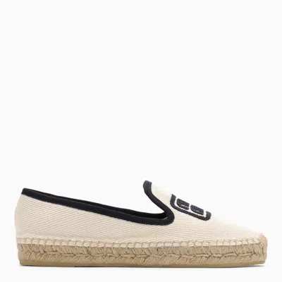 Shop Miu Miu Ivory/blue Espadrilles With Logo Embroidery Women In Multicolor