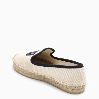Shop Miu Miu Ivory/blue Espadrilles With Logo Embroidery Women In Multicolor