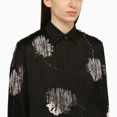 Shop Prada Cotton Shirt With Pink Print And Fringes Women