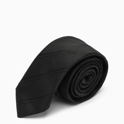 Shop Saint Laurent Black Silk Tie Men