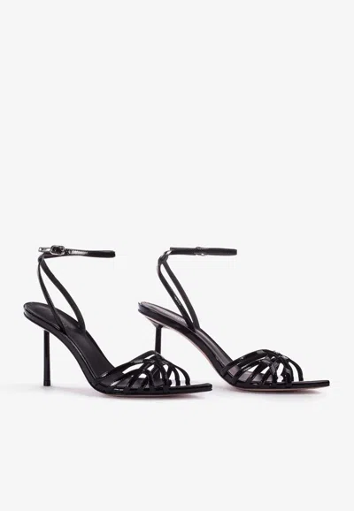 Shop Le Silla Bella 80 Leather Strappy Sandals In Black