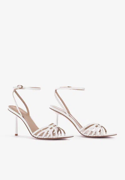 Shop Le Silla Bella 80 Leather Strappy Sandals In White