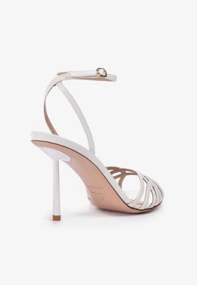 Le Silla Bella 120mm Leather Sandals In White