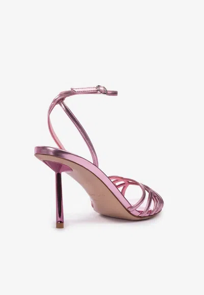 Shop Le Silla Bella 80 Metallic Leather Sandals In Pink