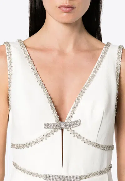 Self-portrait Crystal-embellished Mini Dress In White