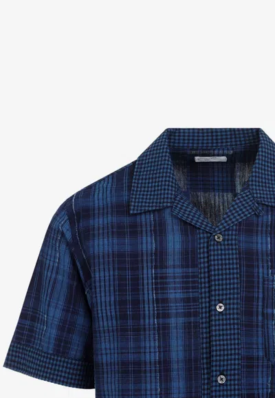 Shop Universal Works Border Road Checked Shirt In Blue