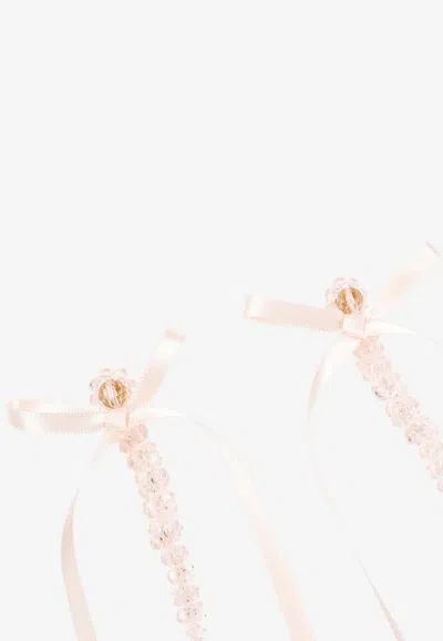 Shop Simone Rocha Bow Ribbon Drip Earrings In Pink