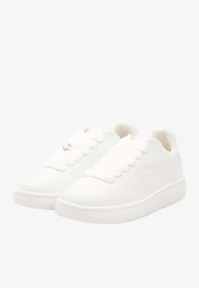 Shop Burberry Box Calf Leather Sneakers In White