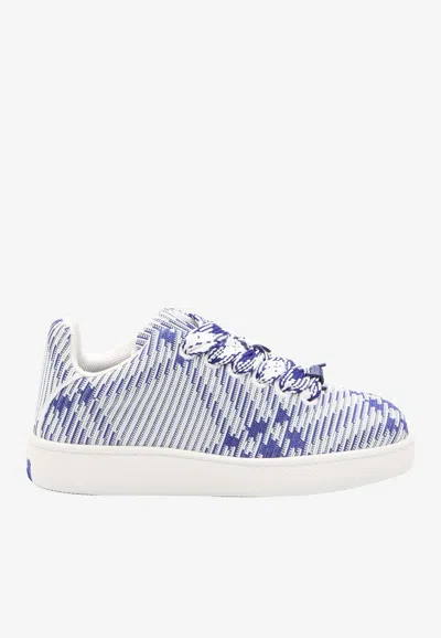 Shop Burberry Box Check Knit Low-top Sneakers In Blue