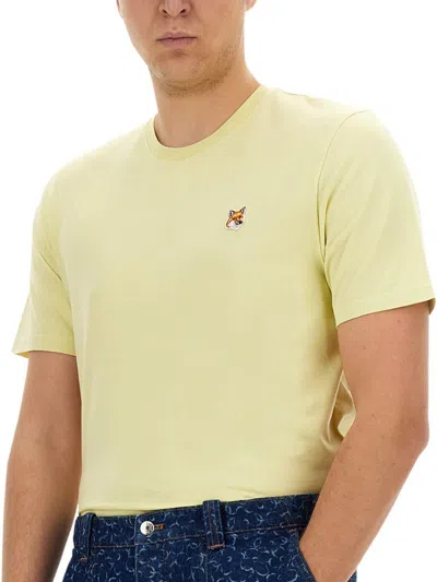Shop Maison Kitsuné "fox Head" T-shirt In Yellow