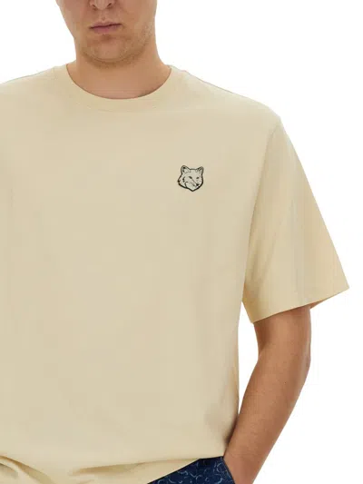 Shop Maison Kitsuné "fox Head" T-shirt In Ivory