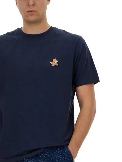 Shop Maison Kitsuné "speedy Fox" T-shirt In Blue