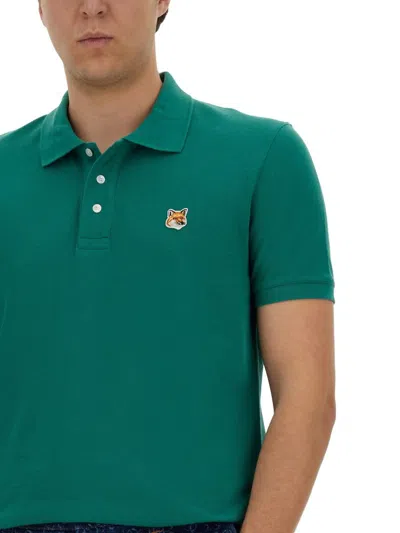 Shop Maison Kitsuné Polo Shirt "fox Head" In Green
