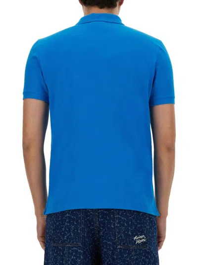 Shop Maison Kitsuné Polo Shirt "fox Head" In Blue