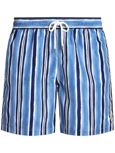 Shop Polo Ralph Lauren Striped Swimshorts Clothing In Blue