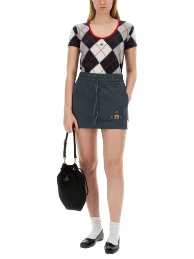Shop Vivienne Westwood Mini Boxer Skirt In Grey