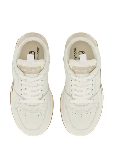 Shop Woolrich Leather Sneaker In White