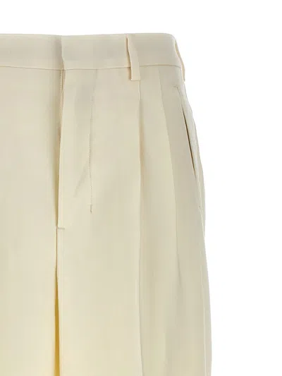 Ami Alexandre Mattiussi Pleated Trousers With Back Pockets And Belt Loops In White