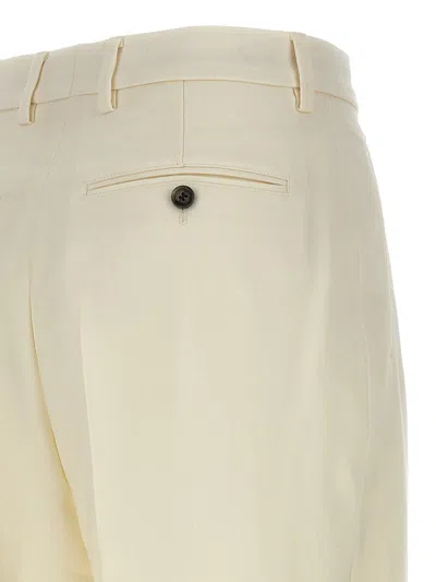 Ami Alexandre Mattiussi Pleated Trousers With Back Pockets And Belt Loops In White