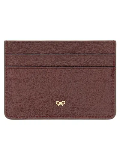 Shop Anya Hindmarch Leather Card Holder In Bordeaux