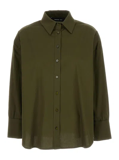 Shop Federica Tosi Military Green Long Sleeves Shirt In Cotton Blend Woman