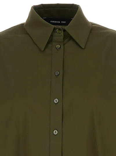 Shop Federica Tosi Military Green Long Sleeves Shirt In Cotton Blend Woman