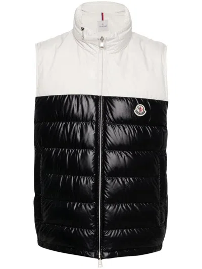 Shop Moncler Cerces Two-tone Padded Gilet In Navy