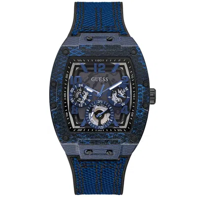 Shop Guess Men's Phoenix Black Dial Watch In Blue