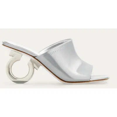 Shop Ferragamo Women's Astro Elina 70mm Leather Slide Mules, Silver