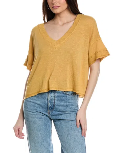 Shop Project Social T Mesmerize Me Textured V-neck T-shirt In Yellow