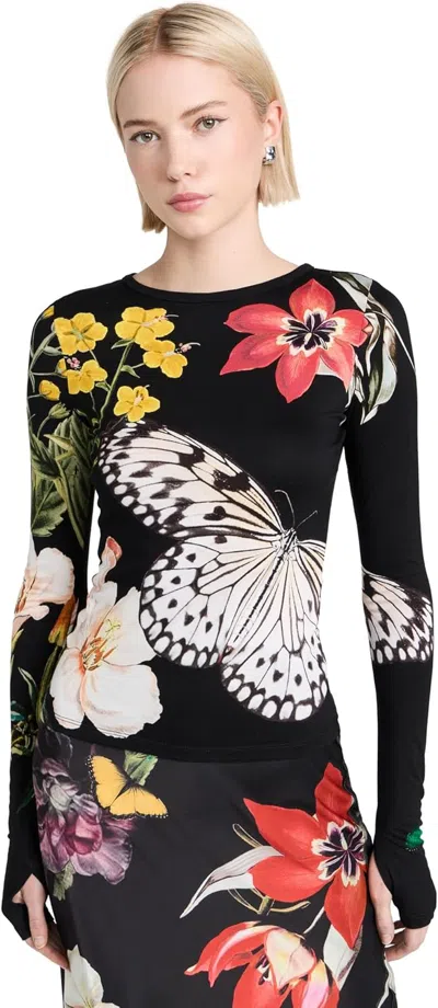 Shop Alice And Olivia Delaina Long Sleeve Top, Essential Floral In Multi