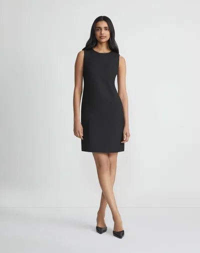 Shop Lafayette 148 Contemporary Stretch Wool A-line Dress In Black