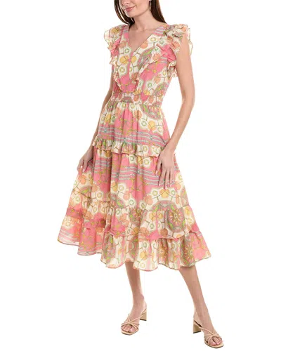 Tyler Boe Silk Midi Dress In Nautical In Pink