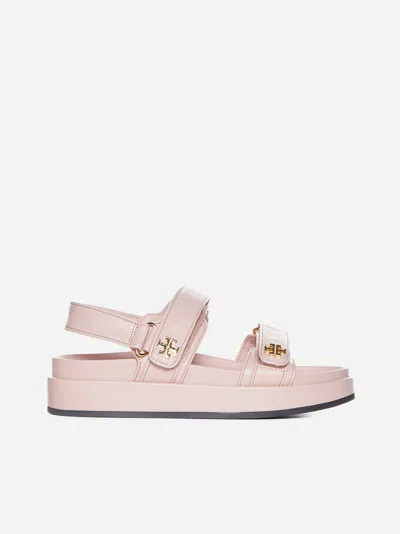 Shop Tory Burch Kira Leather Sandals In Shell Pink